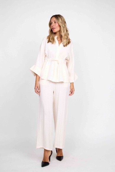 PANTALÓN BLANCO ROTO DE ALGODÓN ANCHO FBZMR22252