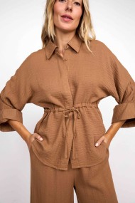 PANTALÓN MARRÓN DE ALGODÓN PATA ANCHA FBZMR22251