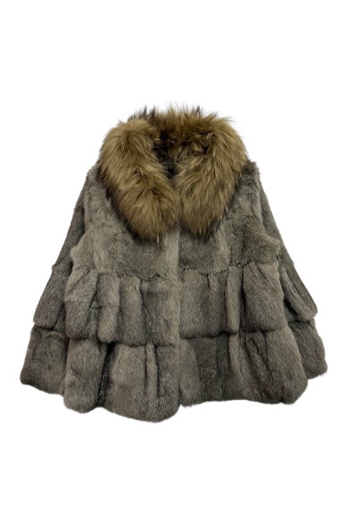 CHAQUETA CAPA DE PELO DE CONEJO CON CUELLO DE MARMOTA PC-LLL5751