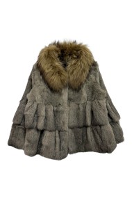 CHAQUETA CAPA DE PELO DE CONEJO CON CUELLO DE MARMOTA PC-LLL5751