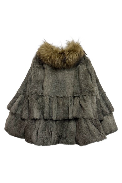 CHAQUETA CAPA DE PELO DE CONEJO CON CUELLO DE MARMOTA PC-LLL5751