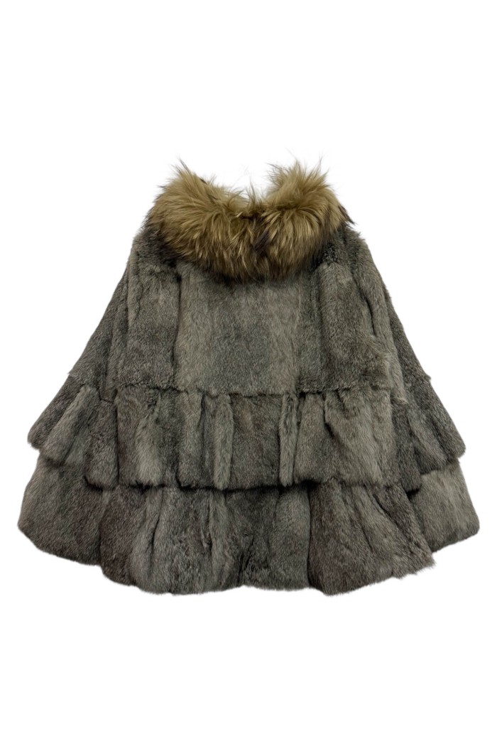 CHAQUETA CAPA DE PELO DE CONEJO CON CUELLO DE MARMOTA PC-LLL5751