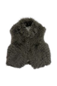 CHALECO DE PELO DE ZORRO GRIS OSCURO QP-MJ1734