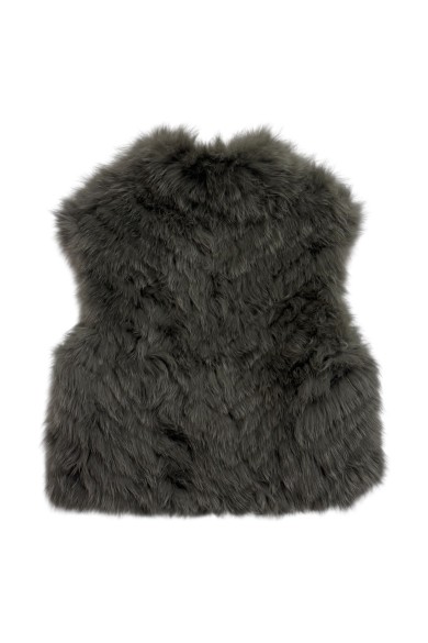 CHALECO DE PELO DE ZORRO GRIS OSCURO QP-MJ1734