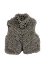 CHALECO DE PELO DE ZORRO GRIS CLARO QP-MJ1734