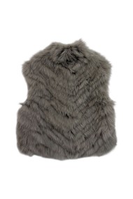 CHALECO DE PELO DE ZORRO GRIS CLARO QP-MJ1734