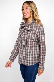 CAMISA DE CUADROS CON LAZO EN EL CUELLO FBZMR22242
