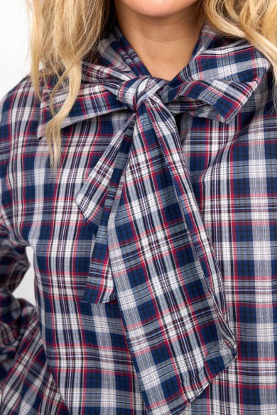 CAMISA DE CUADROS CON LAZO EN EL CUELLO FBZMR22241