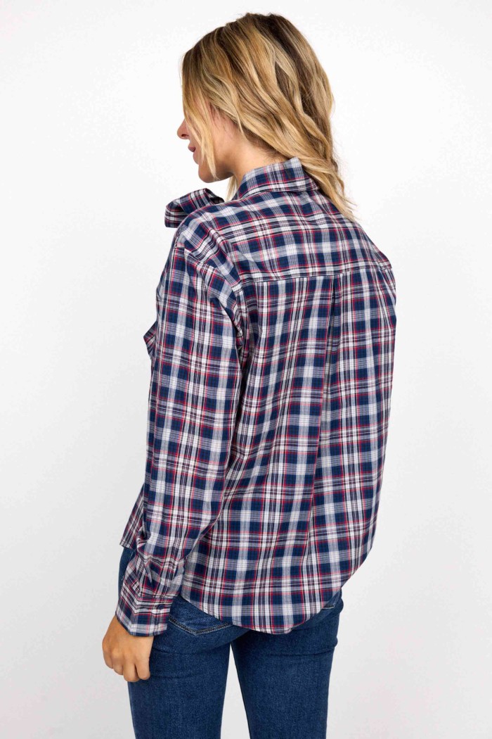 CAMISA DE CUADROS CON LAZO EN EL CUELLO FBZMR22241