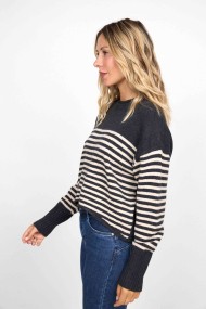JERSEY DE PUNTO A RAYAS EN TONO NEGRO Y BEIGE FBZMT9575
