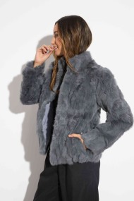 CHAQUETA PELO DE CONEJO GRIS OSCURO PC-LLL5566-05