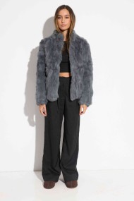 CHAQUETA PELO DE CONEJO GRIS OSCURO PC-LLL5566-05