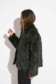 CHAQUETA PELO DE CONEJO VERDE KAKI PC-LLL5566-01