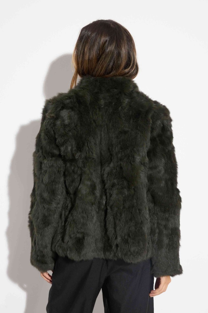 CHAQUETA PELO DE CONEJO VERDE KAKI PC-LLL5566-01