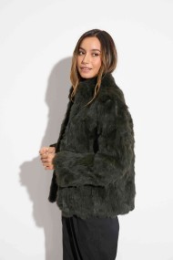 CHAQUETA PELO DE CONEJO VERDE KAKI PC-LLL5566-01