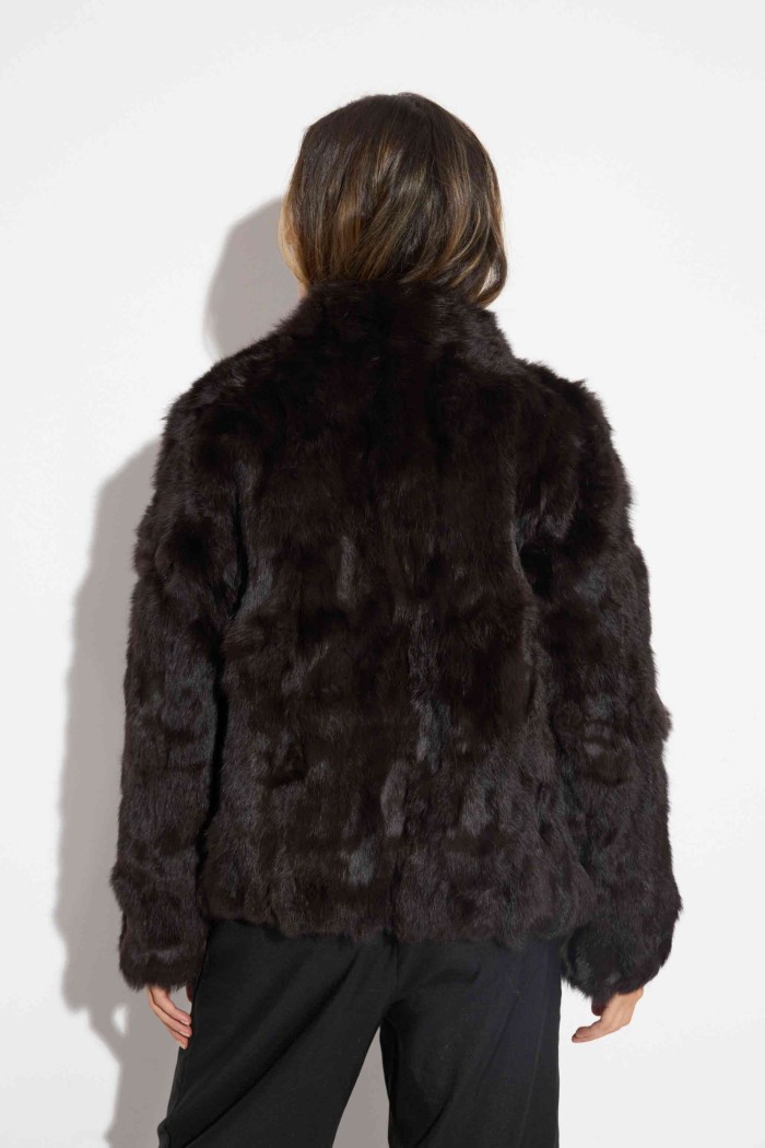 CHAQUETA PELO DE CONEJO MARRON PC-LLL5566-45