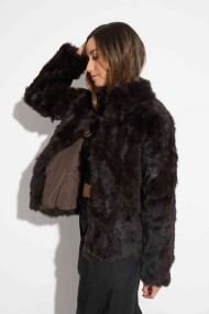 CHAQUETA PELO DE CONEJO MARRON PC-LLL5566-45