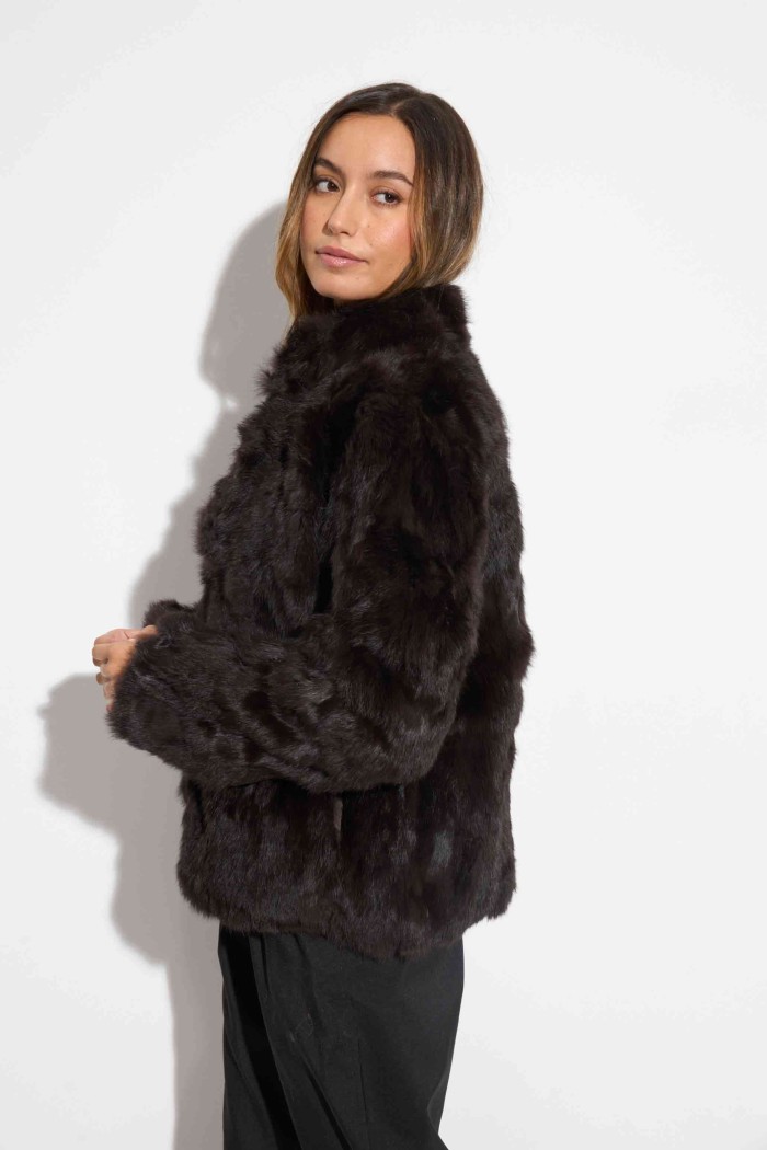 CHAQUETA PELO DE CONEJO MARRON PC-LLL5566-45