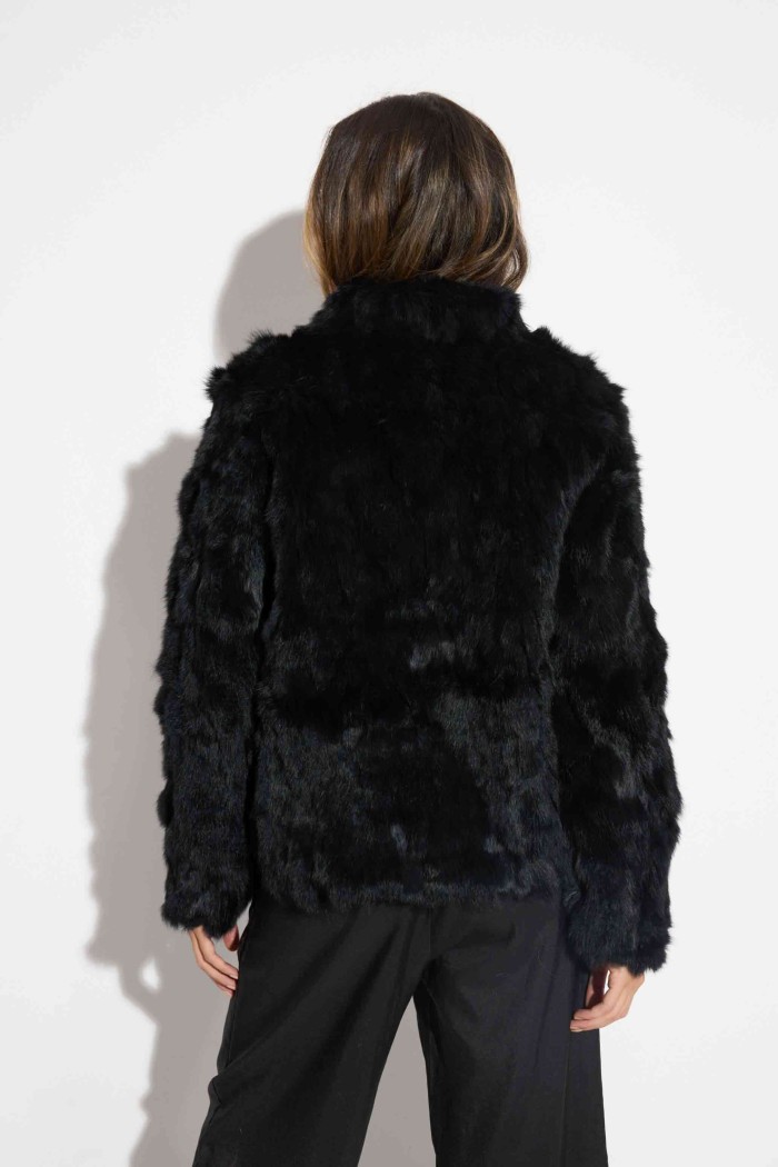 CHAQUETA PELO DE CONEJO NEGRO PC-LLL5566-15