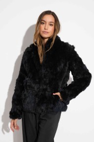 CHAQUETA PELO DE CONEJO NEGRO PC-LLL5566-15