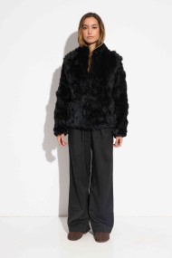 CHAQUETA PELO DE CONEJO NEGRO PC-LLL5566-15