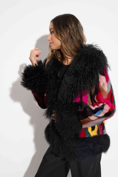 CHAQUETA PELO CORDERO MULTI PELO DE VISON PC-LLL5870