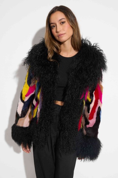 CHAQUETA PELO CORDERO MULTI PELO DE VISON PC-LLL5870