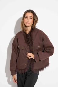 CHAQUETA REVERSIBLE DE PELO DE MARMOTA CON DISEÑO A RAYAS COSIDAS QP-HACWT1230