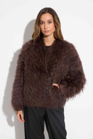 CHAQUETA REVERSIBLE DE PELO DE MARMOTA CON DISEÑO A RAYAS COSIDAS QP-HACWT1230