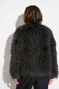 CHAQUETA REVERSIBLE DE PELO DE MARMOTA CON DISEÑO A RAYAS COSIDAS QP-HACWT1230 GRIS