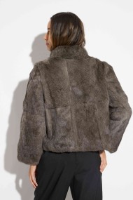 CHAQUETA CORTA DE PELO NATURAL EN TONO GRIS PC-LLL5907-16