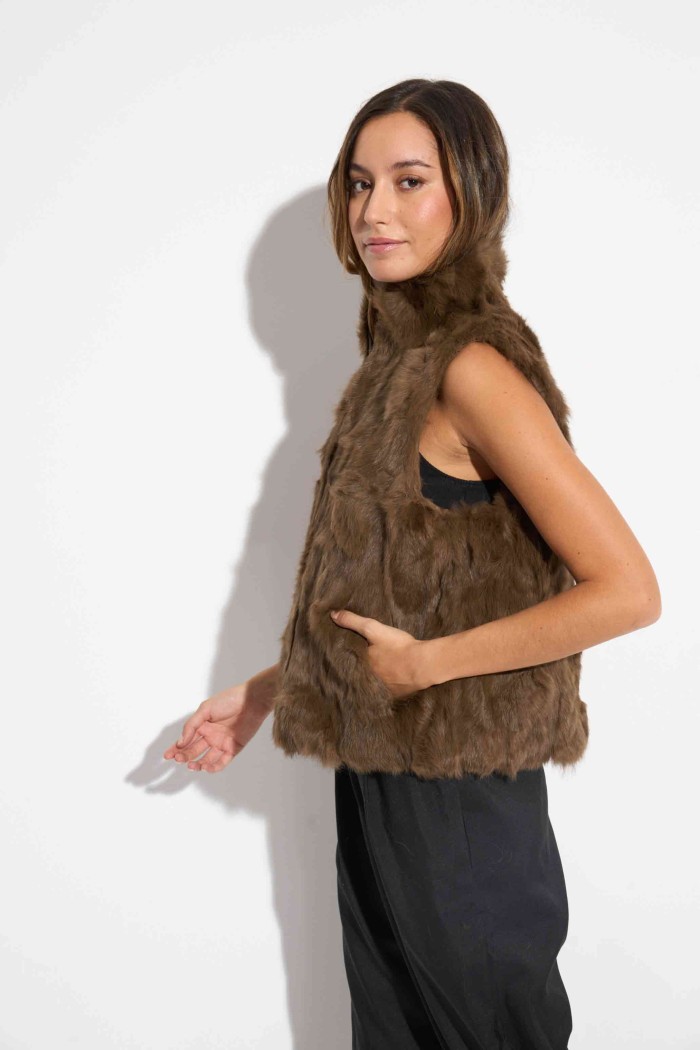 Chaleco De Pelo De Conejo Con Cremallera PC-LLL5486
