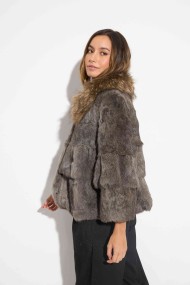 CHAQUETA CAPA DE PELO DE CONEJO CON CUELLO DE MARMOTA PC-LLL5751