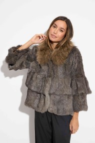 CHAQUETA CAPA DE PELO DE CONEJO CON CUELLO DE MARMOTA PC-LLL5751