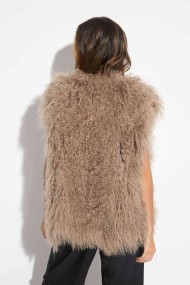CHALECO DE PELO DE CORDERO BEIGE TB-MJ2411251316 CAMEL