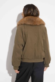 CHAQUETA REVERSIBLE VERDE CON CUELLO DE PELO DE ZORRO QP-WT5622