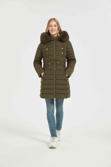 ABRIGO ACOLCHADO CON CUELLO DE PELO SINTETICO 3COLORES OBRF2009