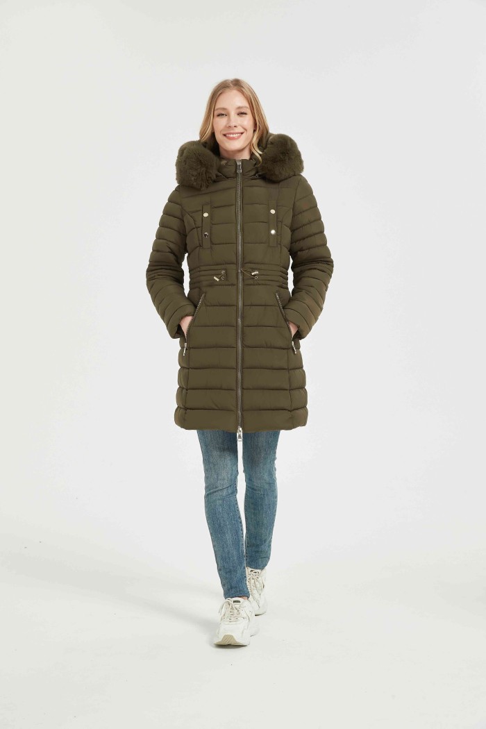 ABRIGO ACOLCHADO CON CUELLO DE PELO SINTETICO 3COLORES OBRF2009