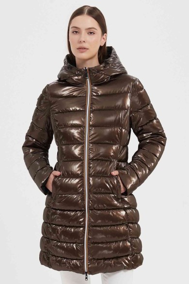 ABRIGO ACOLCHADO BRILLANTE CON CAPUCHA 4COLORES OBRF2036