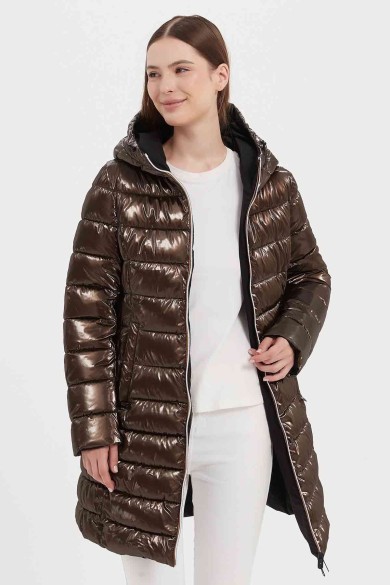 ABRIGO ACOLCHADO BRILLANTE CON CAPUCHA 4COLORES OBRF2036