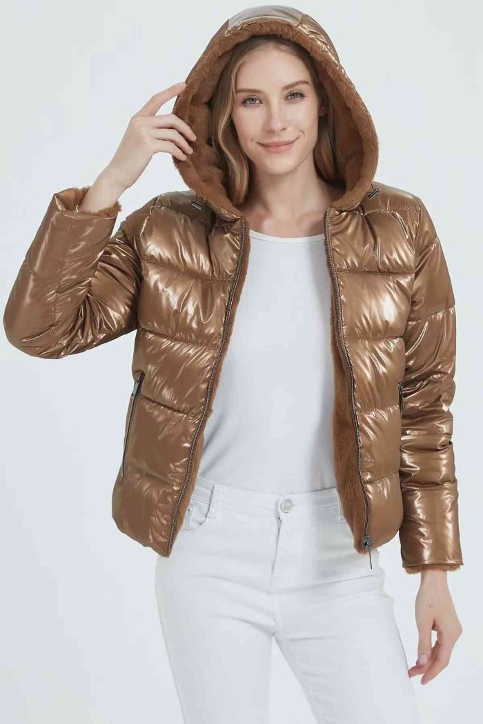 CHAQUETA ACOLCHADA CORTA EFECTO METALIZADO 3COLORES OBRF2037