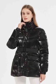CHAQUETA EFECTO METALIZADO CON CINTURON 4COLORES OBRF2026