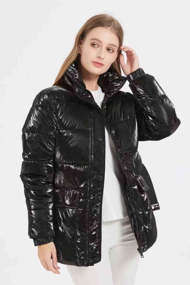 CHAQUETA EFECTO METALIZADO CON CINTURON 4COLORES OBRF2026