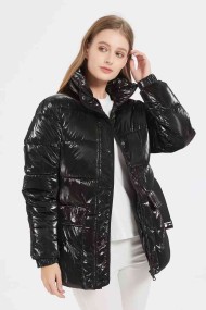 CHAQUETA EFECTO METALIZADO CON CINTURON 4COLORES OBRF2026