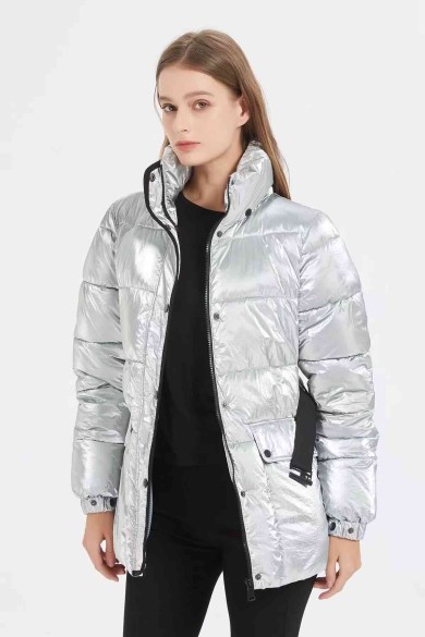 CHAQUETA EFECTO METALIZADO CON CINTURON 4COLORES OBRF2026