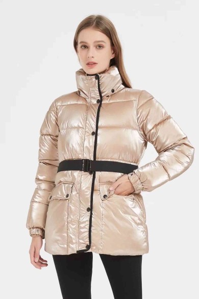 CHAQUETA EFECTO METALIZADO CON CINTURON 4COLORES OBRF2026