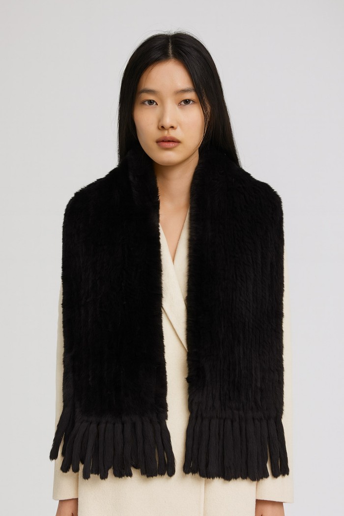 BUFANDA DE PELO DE CONEJO MARRON PC-ZHU6799