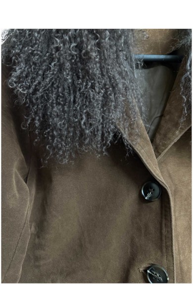 CHAQUETA ANTELINA MARRON CON CUELLO PELO DE CORDERO TYPC-9209-1