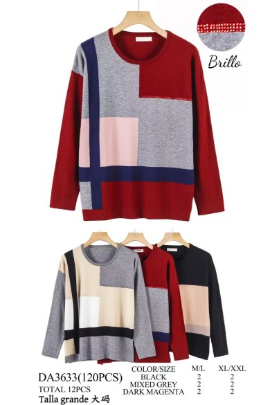 JERSEY GEOMÉTRICO CON BRILLO TALLA GRANDE DBT-DA3633