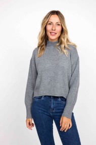 JERSEY GRIS DE CUELLO SEMI-ALTO DE PUNTO SUAVE FBZMT9570